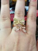 Anel Duplo Libélulas Ouro Amarelo e Ouro Rose